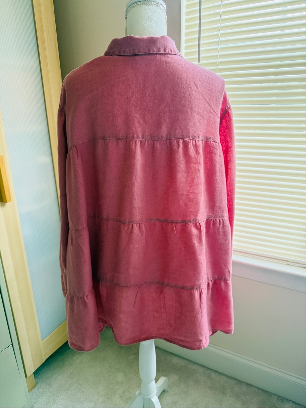 J. Jill Love Linen Rose Button-Down Tunic Linen Shirt 3X - Picture 6 of 11